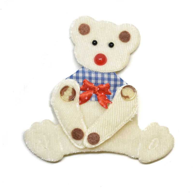 Bear Patch Applique White with Bowtie 4.25 x 4.50