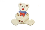Bear Patch Applique White with Bowtie 4.25 x 4.50