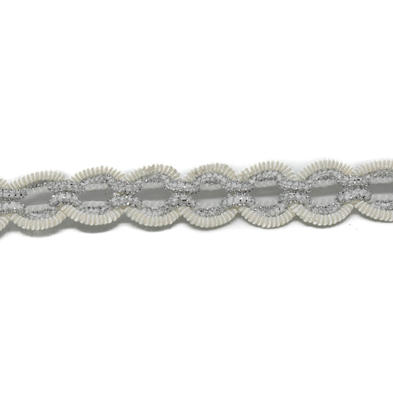 Gimp Trim White Silver Metallic 1/2"