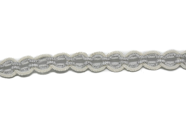 Gimp Trim White Silver Metallic 1/2"