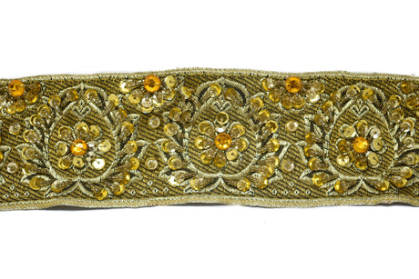 Embroidered Jacquard Trim with Sequins