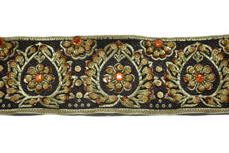 Embroidered Jacquard Trim with Sequins