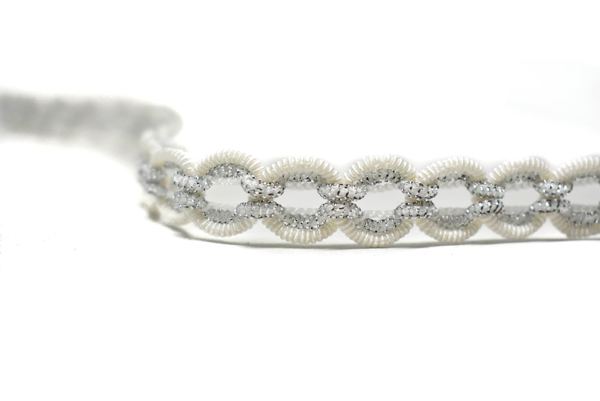 Gimp Trim White Silver Metallic 1/2"
