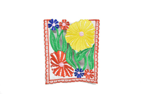 Embroidered Floral Applique Square Sew-On 6 x 5
