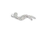 Rhinestone Brooch Overlapping Silver 2.25 x 0.75