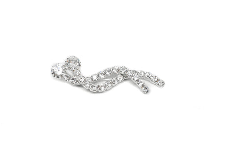 Rhinestone Brooch Overlapping Silver 2.25 x 0.75