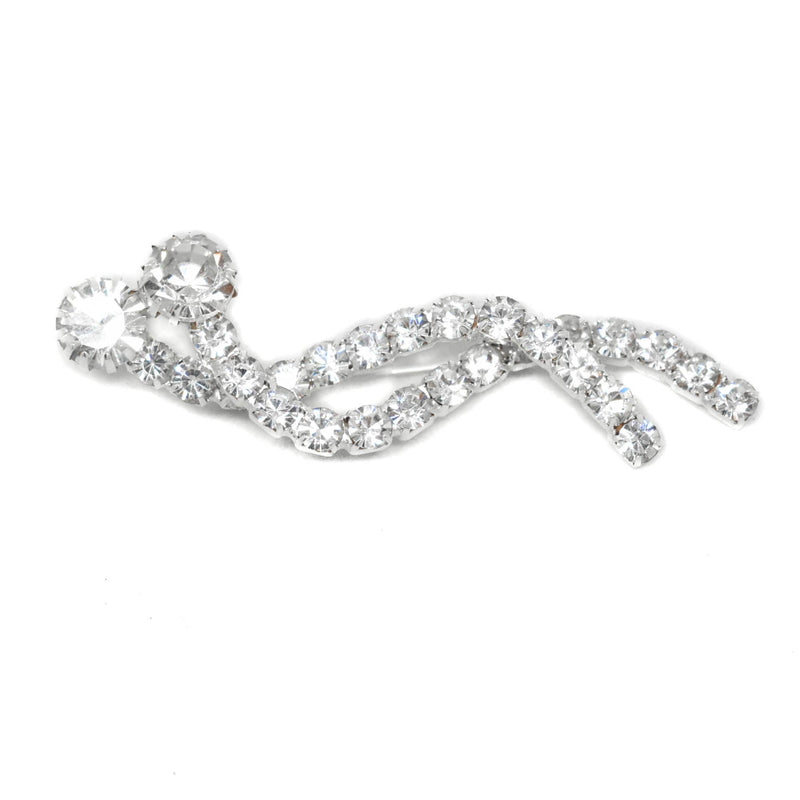 Rhinestone Brooch Overlapping Silver 2.25 x 0.75