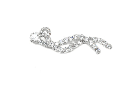 Rhinestone Brooch Overlapping Silver 2.25 x 0.75