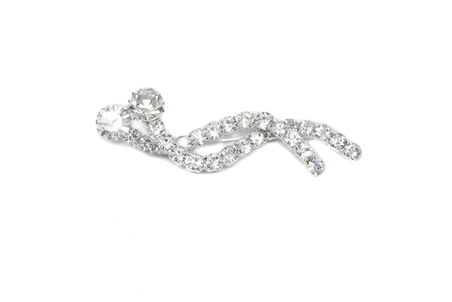 Rhinestone Brooch Overlapping Silver 2.25 x 0.75