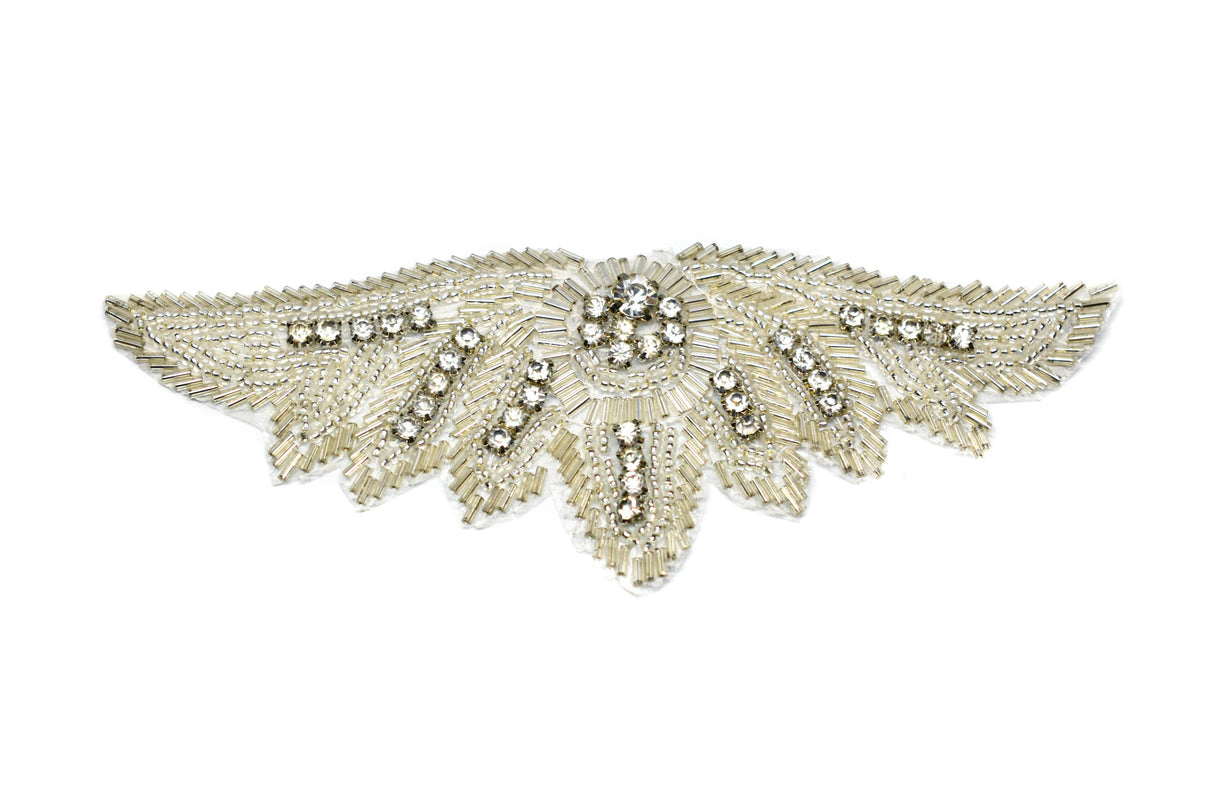 Beaded Rhinestone Angel Wing Applique