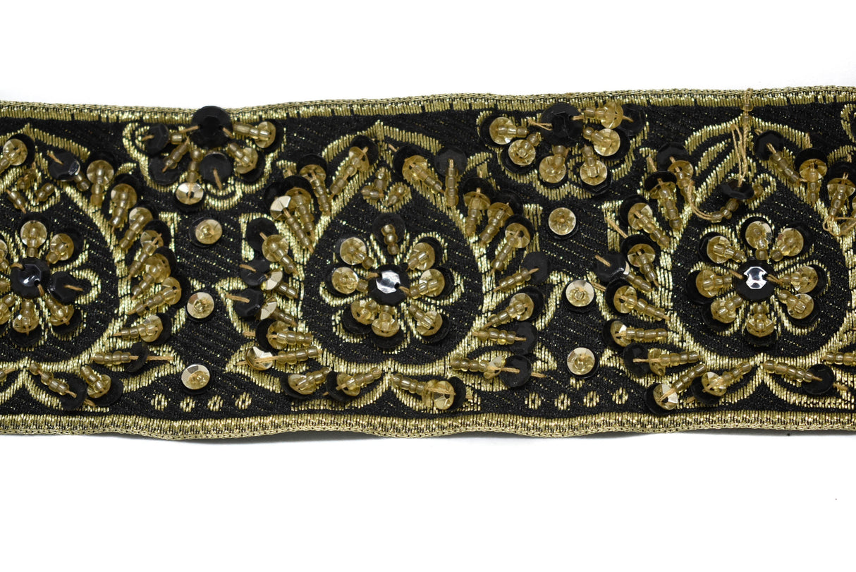 Embroidered Jacquard Trim with Sequins