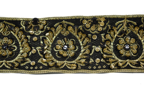 Embroidered Jacquard Trim with Sequins
