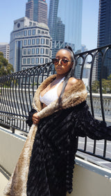 Luxurious Black Faux Fur Long Sleeve Robe / Coat for Lavish Comfort