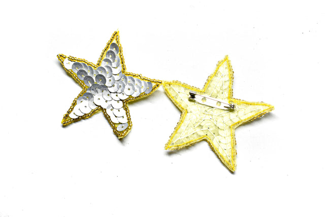 Sequins Beaded Star Patch Pin