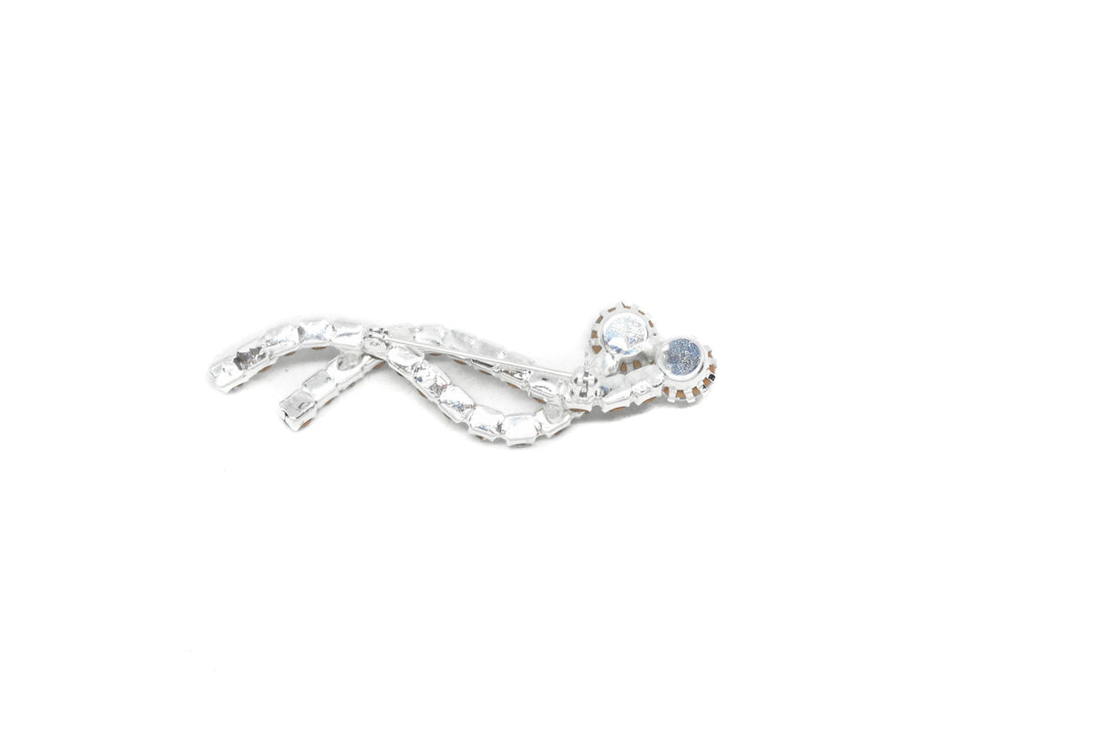 Rhinestone Brooch Overlapping Silver 2.25 x 0.75