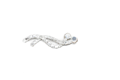 Rhinestone Brooch Overlapping Silver 2.25 x 0.75