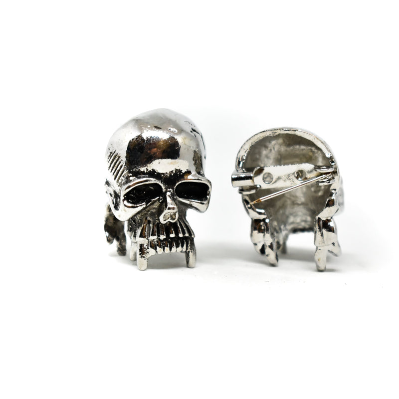 Skull Pin Brooch Metal Black 0.50 x 1