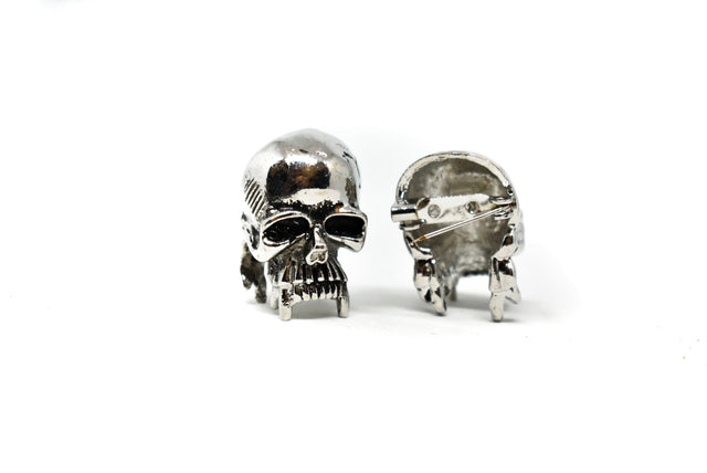 Skull Pin Brooch Metal Black 0.50 x 1
