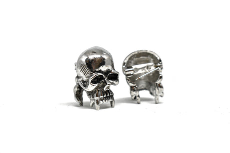 Skull Pin Brooch Metal Black 0.50 x 1