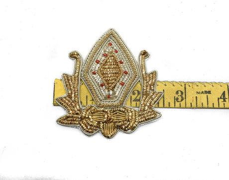 Embroidered Applique Metallic Gold Indian Design 2.50 x 2.75