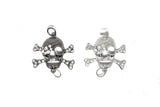 Rhinestone Pirate Skull Connector Charm 2.75"