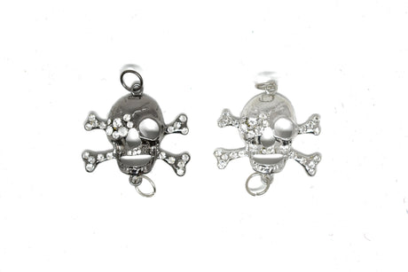 Rhinestone Pirate Skull Connector Charm 2.75"