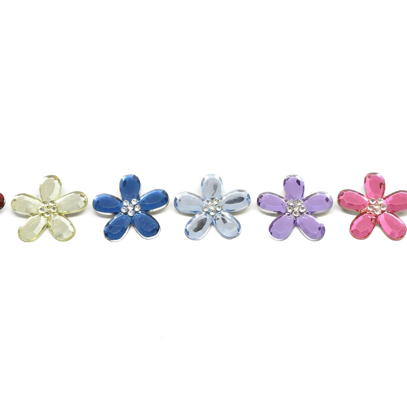 Flower Rhinestone Brooch Fuchsia Pink 1.50"