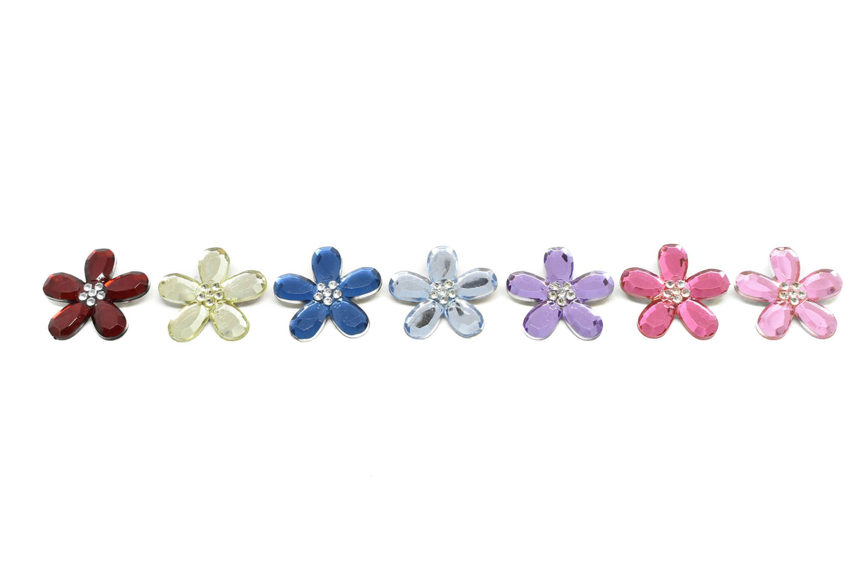 Flower Rhinestone Brooch Fuchsia Pink 1.50"