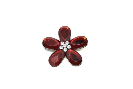 Flower Rhinestone Brooch Fuchsia Pink 1.50"