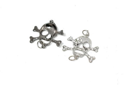 Rhinestone Pirate Skull Connector Charm 2.75"