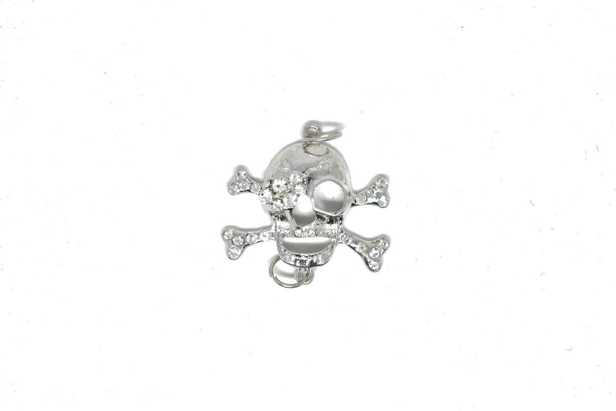 Rhinestone Pirate Skull Connector Charm 2.75"