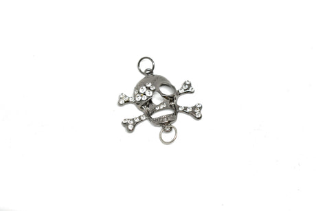 Rhinestone Pirate Skull Connector Charm 2.75"