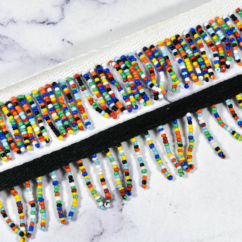 Beaded Fringe Trim Multi-Color Dangling