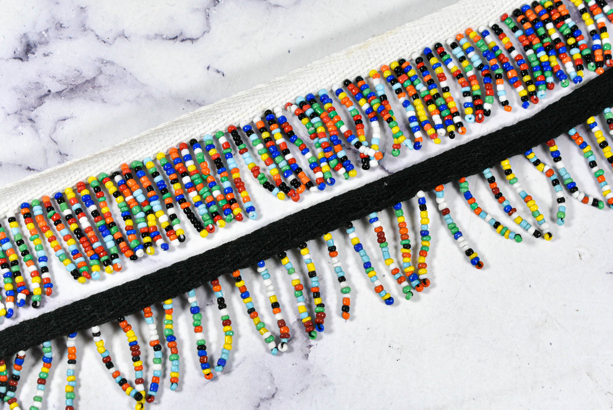 Beaded Fringe Trim Multi-Color Dangling