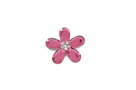 Flower Rhinestone Brooch Fuchsia Pink 1.50"