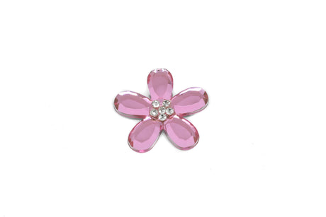 Flower Rhinestone Brooch Fuchsia Pink 1.50"