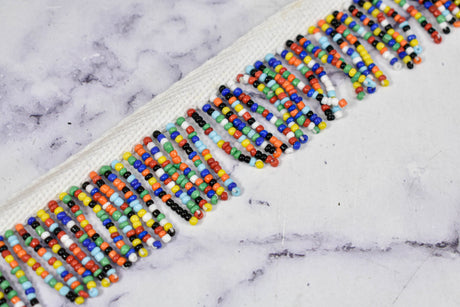 Beaded Fringe Trim Multi-Color Dangling