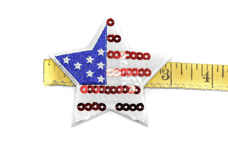 Sequin Star Patch American Flag 3" Sew-On