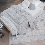 KAI 204 Polyester Fabric - Cream-Based Bronze, Ivory, Grey Geometric Detailing, 5' 3" x 7' 4", 7' 9" x 10' 9", 10' x 13' (3 Sizes)