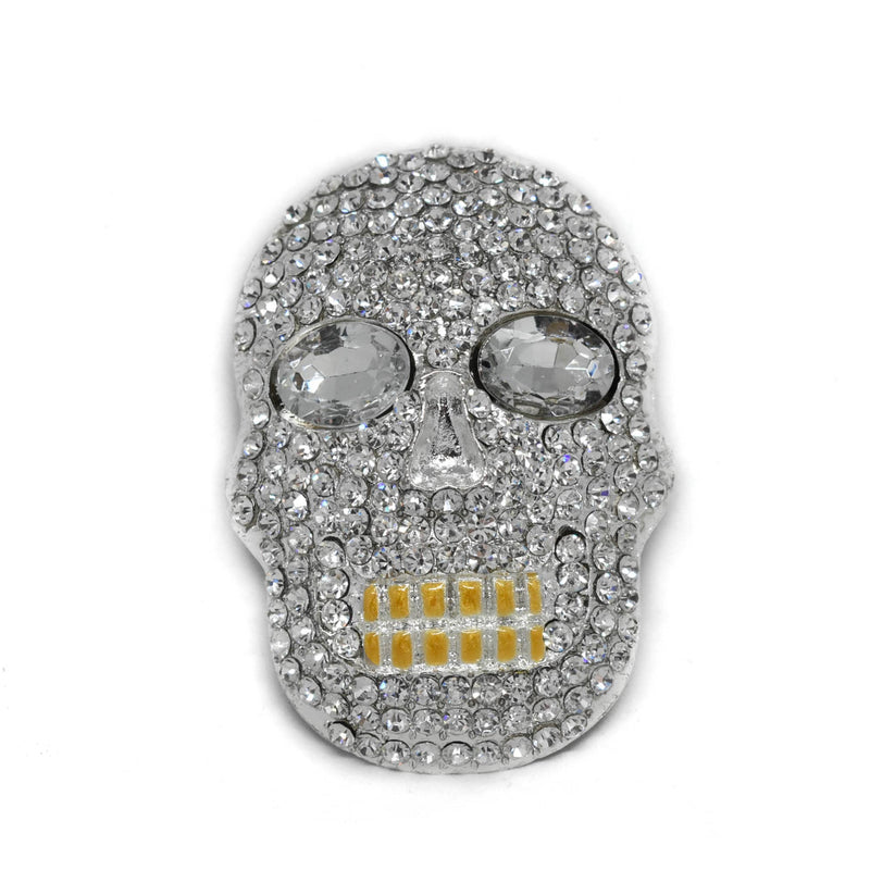 Rhinestone Skull Brooch 3.25 x 2.25