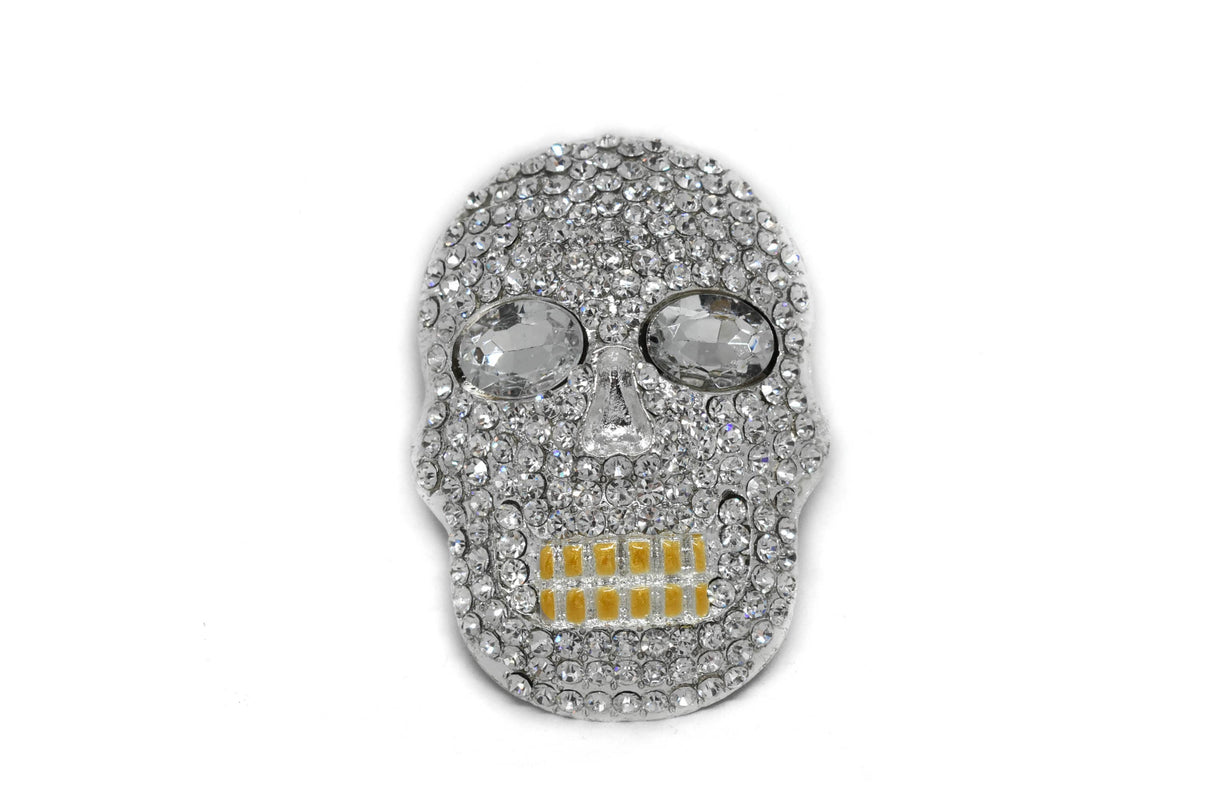 Rhinestone Skull Brooch 3.25 x 2.25