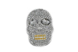 Rhinestone Skull Brooch 3.25 x 2.25