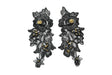 Embroidered Organza Floral Applique Black Pair