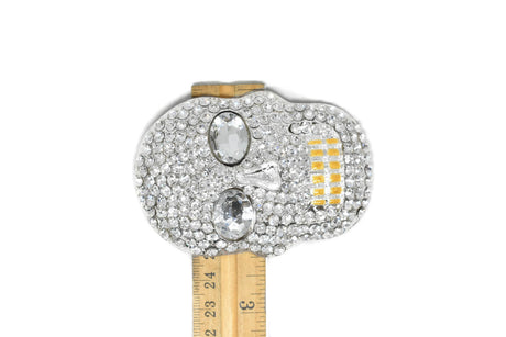 Rhinestone Skull Brooch 3.25 x 2.25