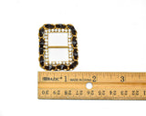 Rhinestone Ribbon Slider Buckle Gold