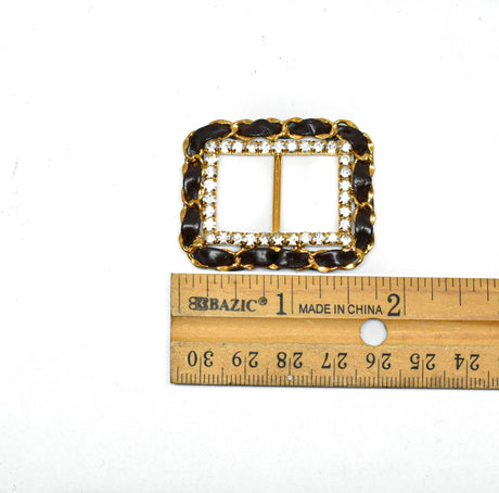Rhinestone Ribbon Slider Buckle Gold