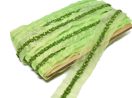 Beaded Sequins Organza Trim 1.50"