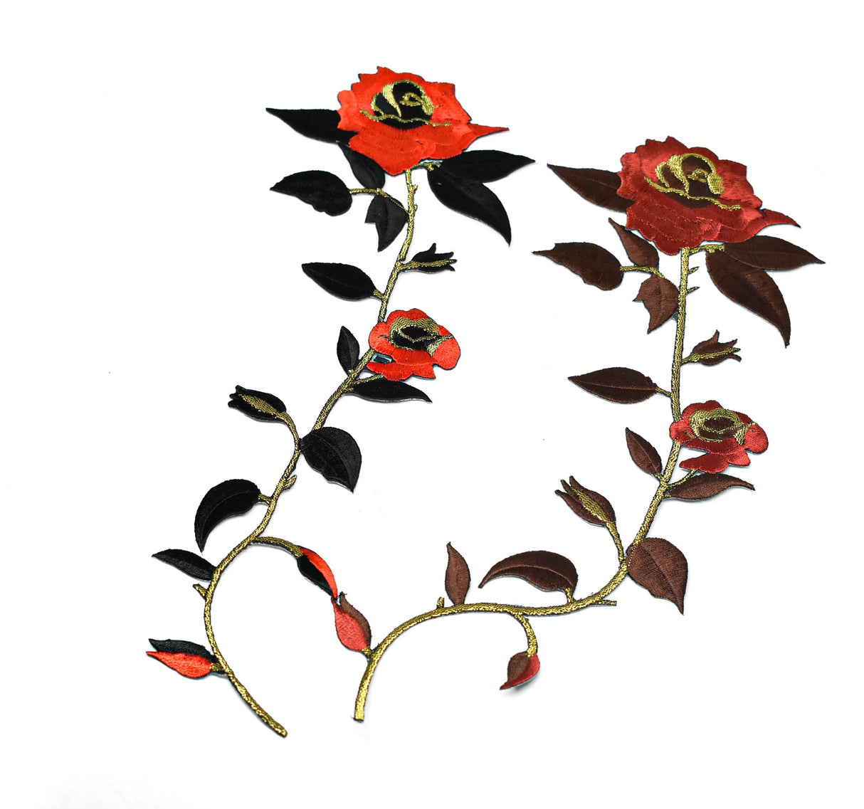 Embroidered Flower Applique Red Rose