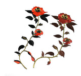 Embroidered Flower Applique Red Rose