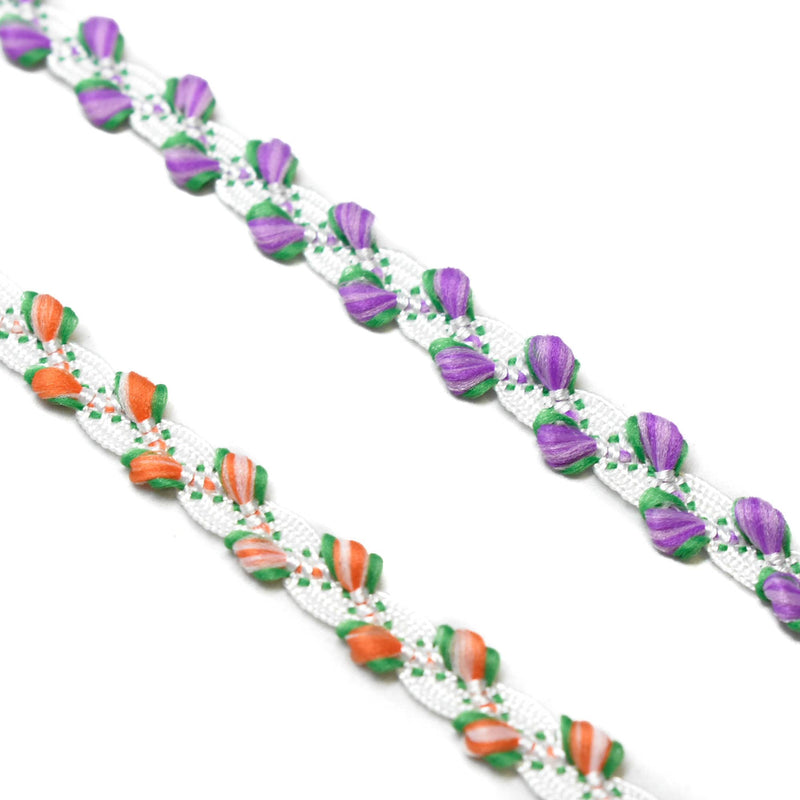 Floral Gimp Trim 0.38" White Tape